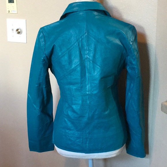 Metrostyle Beautiful Turquoise Leather Jacket. NWT - Picture 4 of 11